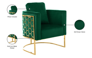 Casa Velvet / Engineered Wood / Iron Contemporary Green Velvet Chair - 30" W x 29.5" D x 31" H