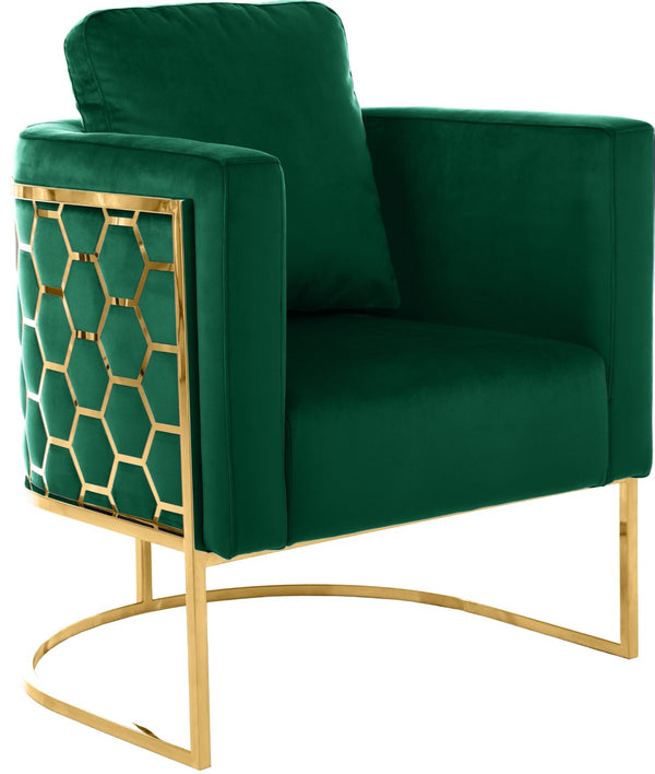 Casa Velvet / Engineered Wood / Iron Contemporary Green Velvet Chair - 30" W x 29.5" D x 31" H
