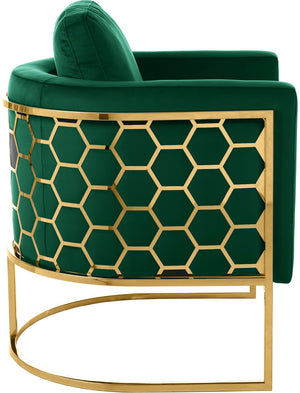 Casa Velvet / Engineered Wood / Iron Contemporary Green Velvet Chair - 30" W x 29.5" D x 31" H