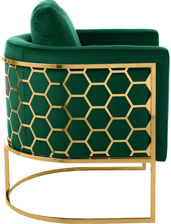 Casa Velvet / Engineered Wood / Iron Contemporary Green Velvet Chair - 30" W x 29.5" D x 31" H