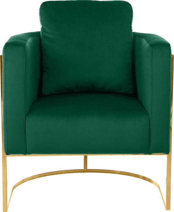 Casa Velvet / Engineered Wood / Iron Contemporary Green Velvet Chair - 30" W x 29.5" D x 31" H