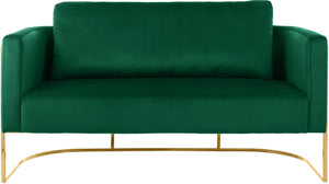 Casa Velvet / Engineered Wood / Iron Contemporary Green Velvet Loveseat - 63.5" W x 29.5" D x 31" H