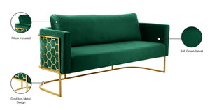 Casa Velvet / Engineered Wood / Iron Contemporary Green Velvet Sofa - 75.5" W x 29.5" D x 31" H