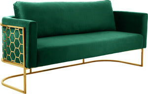 Casa Velvet / Engineered Wood / Iron Contemporary Green Velvet Sofa - 75.5" W x 29.5" D x 31" H
