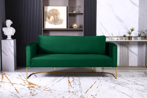 Casa Velvet / Engineered Wood / Iron Contemporary Green Velvet Sofa - 75.5" W x 29.5" D x 31" H