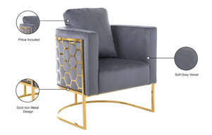 Casa Velvet / Engineered Wood / Iron Contemporary Grey Velvet Chair - 30" W x 29.5" D x 31" H