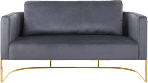 Casa Velvet / Engineered Wood / Iron Contemporary Grey Velvet Loveseat - 63.5" W x 29.5" D x 31" H