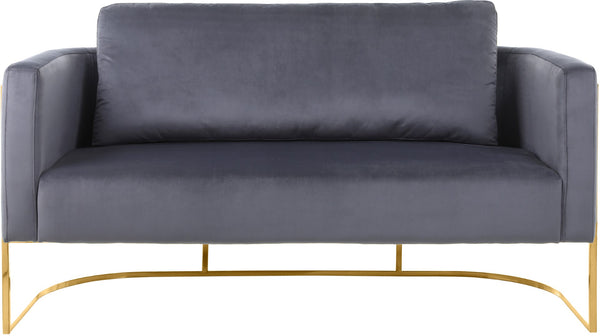Casa Velvet / Engineered Wood / Iron Contemporary Grey Velvet Loveseat - 63.5" W x 29.5" D x 31" H