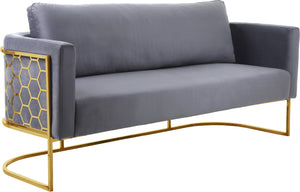 Casa Velvet / Engineered Wood / Iron Contemporary Grey Velvet Sofa - 75.5" W x 29.5" D x 31" H
