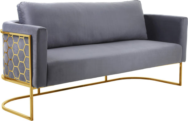 Casa Velvet / Engineered Wood / Iron Contemporary Grey Velvet Sofa - 75.5" W x 29.5" D x 31" H
