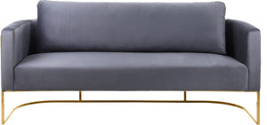 Casa Velvet / Engineered Wood / Iron Contemporary Grey Velvet Sofa - 75.5" W x 29.5" D x 31" H