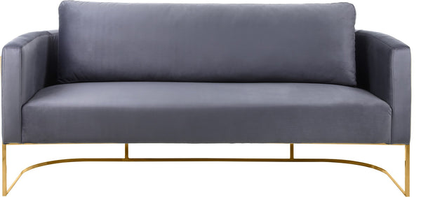 Casa Velvet / Engineered Wood / Iron Contemporary Grey Velvet Sofa - 75.5" W x 29.5" D x 31" H