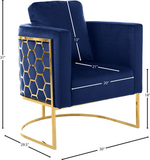 Casa Velvet / Engineered Wood / Iron Contemporary Navy Velvet Chair - 30" W x 29.5" D x 31" H