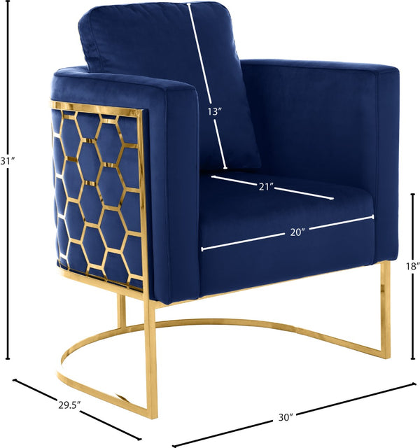 Casa Velvet / Engineered Wood / Iron Contemporary Navy Velvet Chair - 30" W x 29.5" D x 31" H