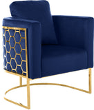 Casa Velvet / Engineered Wood / Iron Contemporary Navy Velvet Chair - 30" W x 29.5" D x 31" H
