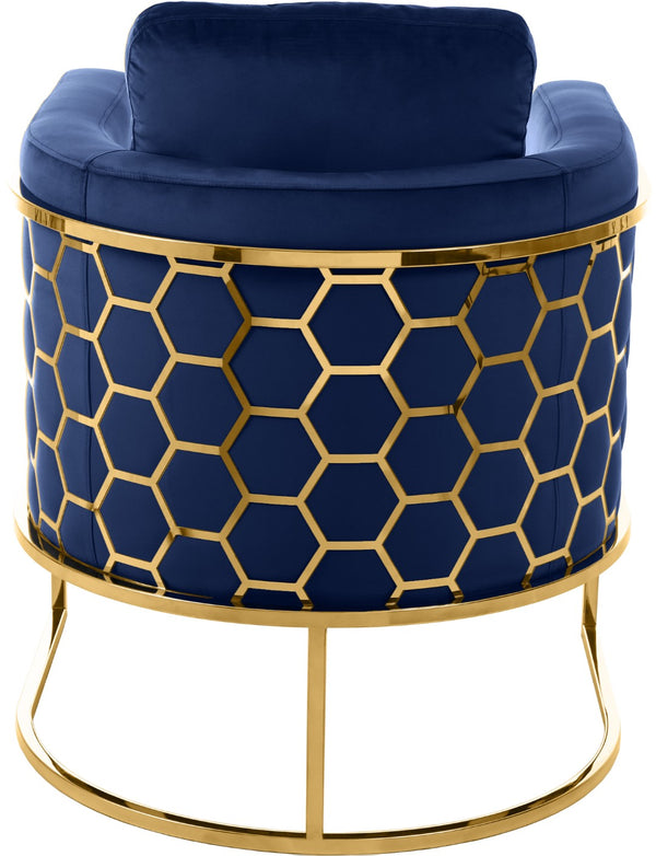 Casa Velvet / Engineered Wood / Iron Contemporary Navy Velvet Chair - 30" W x 29.5" D x 31" H