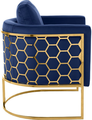 Casa Velvet / Engineered Wood / Iron Contemporary Navy Velvet Chair - 30" W x 29.5" D x 31" H