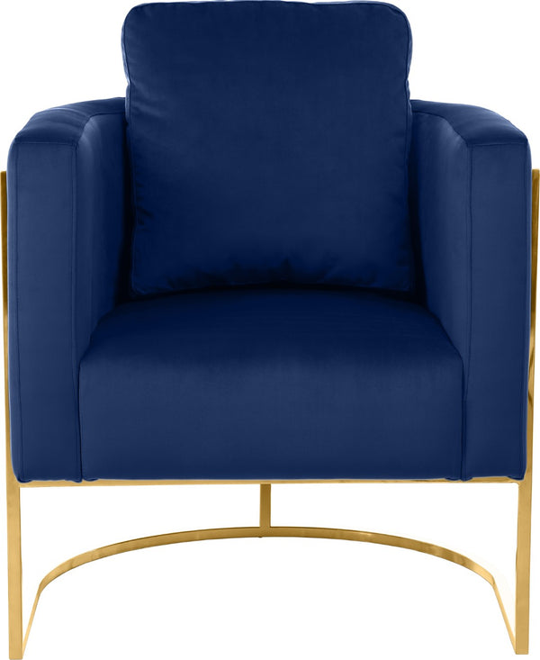 Casa Velvet / Engineered Wood / Iron Contemporary Navy Velvet Chair - 30" W x 29.5" D x 31" H