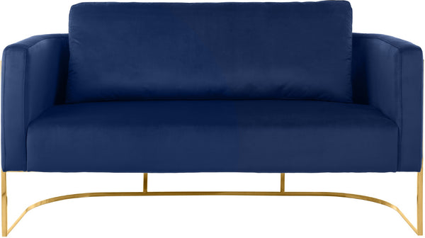 Casa Velvet / Engineered Wood / Iron Contemporary Navy Velvet Loveseat - 63.5" W x 29.5" D x 31" H