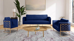 Casa Velvet / Engineered Wood / Iron Contemporary Navy Velvet Loveseat - 63.5" W x 29.5" D x 31" H