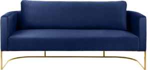 Casa Velvet / Engineered Wood / Iron Contemporary Navy Velvet Sofa - 75.5" W x 29.5" D x 31" H