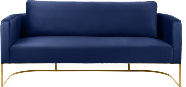 Casa Velvet / Engineered Wood / Iron Contemporary Navy Velvet Sofa - 75.5" W x 29.5" D x 31" H