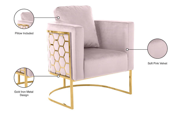 Casa Velvet / Engineered Wood / Iron Contemporary Pink Velvet Chair - 30" W x 29.5" D x 31" H
