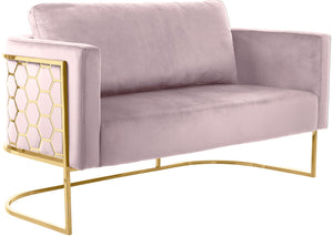 Casa Velvet / Engineered Wood / Iron Contemporary Pink Velvet Loveseat - 63.5" W x 29.5" D x 31" H