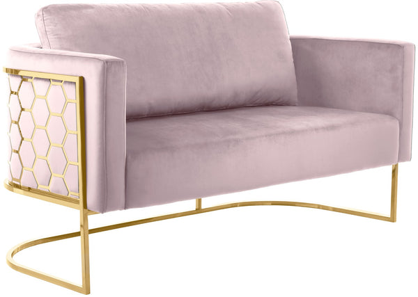 Casa Velvet / Engineered Wood / Iron Contemporary Pink Velvet Loveseat - 63.5" W x 29.5" D x 31" H