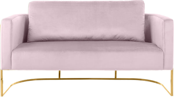 Casa Velvet / Engineered Wood / Iron Contemporary Pink Velvet Loveseat - 63.5" W x 29.5" D x 31" H