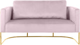 Casa Velvet / Engineered Wood / Iron Contemporary Pink Velvet Loveseat - 63.5" W x 29.5" D x 31" H