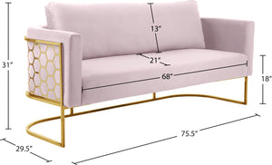 Casa Velvet / Engineered Wood / Iron Contemporary Pink Velvet Sofa - 75.5" W x 29.5" D x 31" H