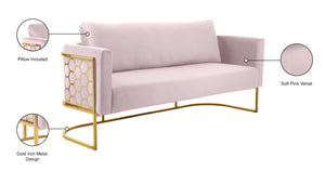 Casa Velvet / Engineered Wood / Iron Contemporary Pink Velvet Sofa - 75.5" W x 29.5" D x 31" H