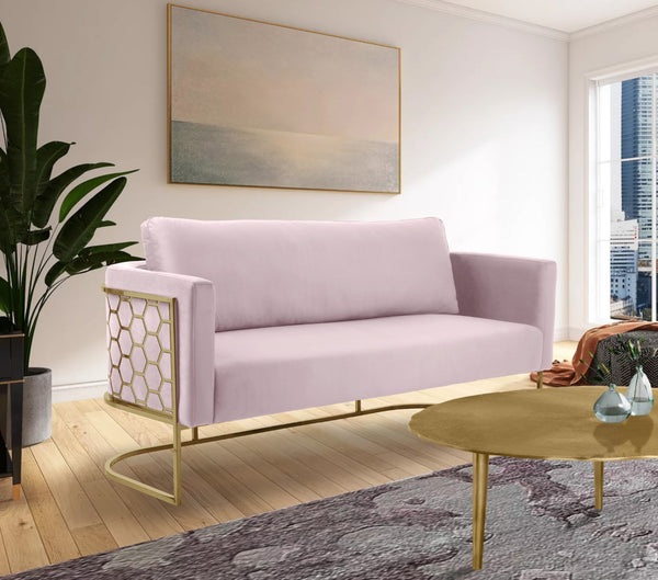 Casa Velvet / Engineered Wood / Iron Contemporary Pink Velvet Sofa - 75.5" W x 29.5" D x 31" H