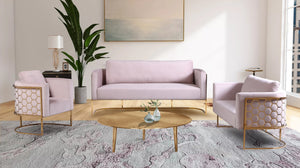 Casa Velvet / Engineered Wood / Iron Contemporary Pink Velvet Sofa - 75.5" W x 29.5" D x 31" H