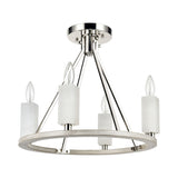 White Stone 18'' Wide 4-Light Semi Flush Mount - Polished Nickel