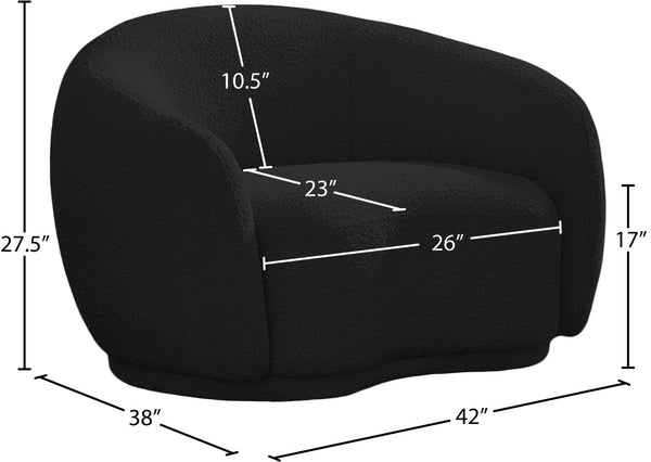 Hyde Boucle Fabric / Engineered Wood / Foam Contemporary Black Boucle Fabric Chair - 42" W x 38" D x 27.5" H