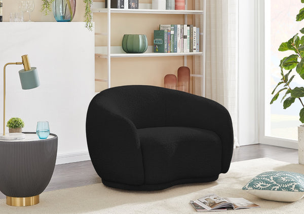 Hyde Boucle Fabric / Engineered Wood / Foam Contemporary Black Boucle Fabric Chair - 42" W x 38" D x 27.5" H