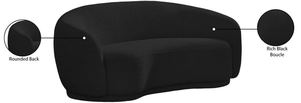 Hyde Boucle Fabric / Engineered Wood / Foam Contemporary Black Boucle Fabric Loveseat - 64" W x 38" D x 27.5" H