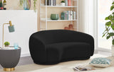 Hyde Boucle Fabric / Engineered Wood / Foam Contemporary Black Boucle Fabric Loveseat - 64" W x 38" D x 27.5" H