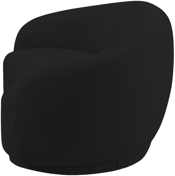 Hyde Boucle Fabric / Engineered Wood / Foam Contemporary Black Boucle Fabric Loveseat - 64" W x 38" D x 27.5" H