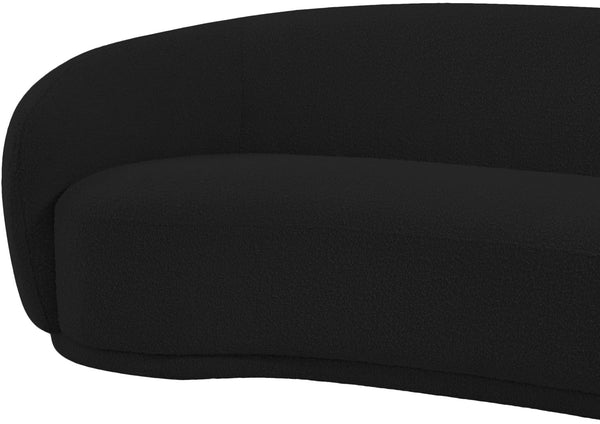 Hyde Boucle Fabric / Engineered Wood / Foam Contemporary Black Boucle Fabric Loveseat - 64" W x 38" D x 27.5" H