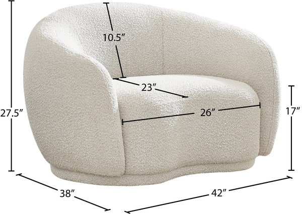 Hyde Boucle Fabric / Engineered Wood / Foam Contemporary Cream Boucle Fabric Chair - 42" W x 38" D x 27.5" H