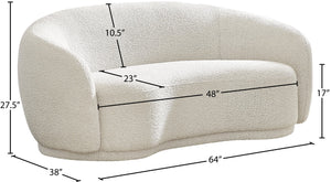 Hyde Boucle Fabric / Engineered Wood / Foam Contemporary Cream Boucle Fabric Loveseat - 64" W x 38" D x 27.5" H