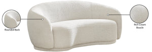 Hyde Boucle Fabric / Engineered Wood / Foam Contemporary Cream Boucle Fabric Loveseat - 64" W x 38" D x 27.5" H