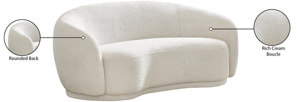 Hyde Boucle Fabric / Engineered Wood / Foam Contemporary Cream Boucle Fabric Loveseat - 64" W x 38" D x 27.5" H