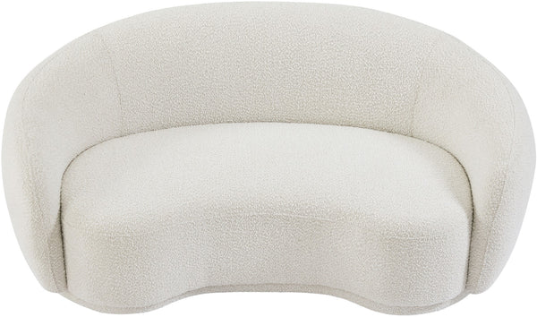 Hyde Boucle Fabric / Engineered Wood / Foam Contemporary Cream Boucle Fabric Loveseat - 64" W x 38" D x 27.5" H