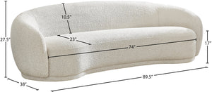 Hyde Boucle Fabric / Engineered Wood / Foam Contemporary Cream Boucle Fabric Sofa - 89.5" W x 38" D x 27.5" H