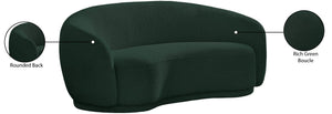 Hyde Boucle Fabric / Engineered Wood / Foam Contemporary Green Boucle Fabric Loveseat - 64" W x 38" D x 27.5" H