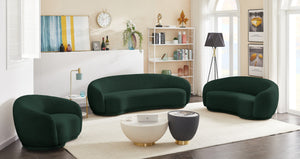 Hyde Boucle Fabric / Engineered Wood / Foam Contemporary Green Boucle Fabric Loveseat - 64" W x 38" D x 27.5" H